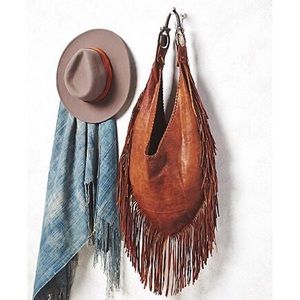 Free People Brown Fringe Hobo Bag